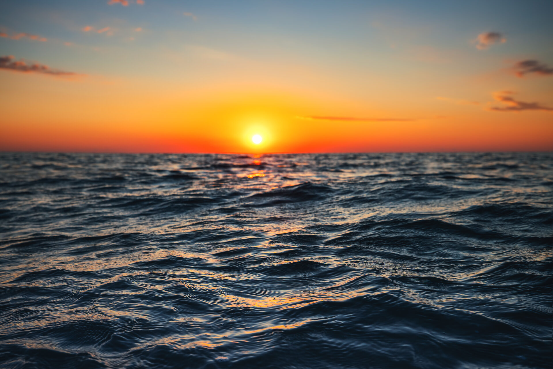 Ocean and sky at the horizon — the thin living membrane that wraps our planet